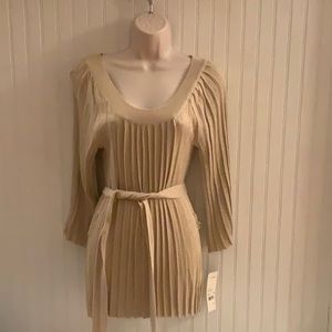 NEW Gold Metallic Sweater with tie sash